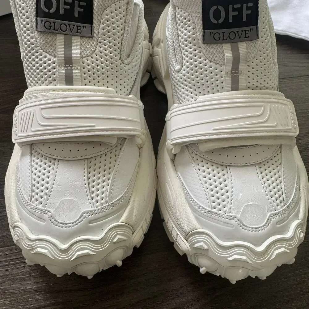 Off-White Glove Round Toe Sneakers Size 40/10 Chunky Authentic Designer - Picture 4 of 10